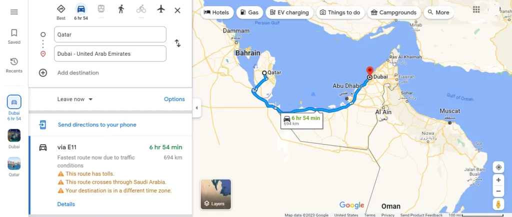 The Route Qatar To Dubai By Road